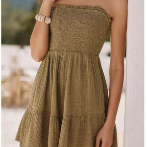 Anthropologie Marisol Smocked Mini Dress